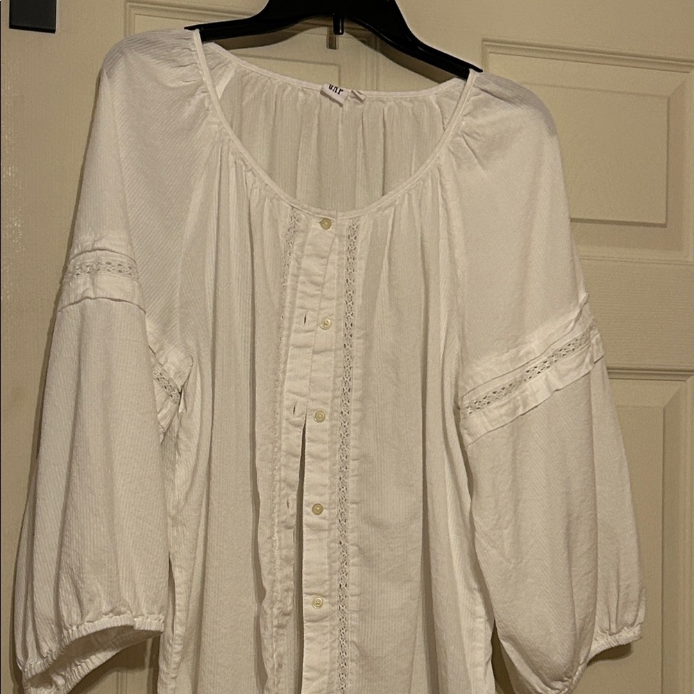 GAP Cream Blouse with Lace Accents